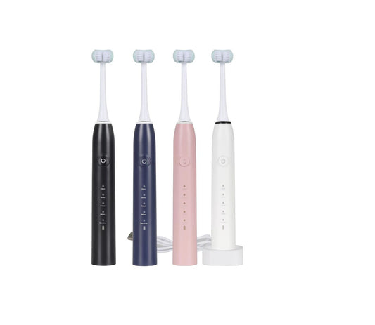 Adult electric toothbrush by Trio Teeth NZ with sleek design and rotating bristles for effective dental cleaning.