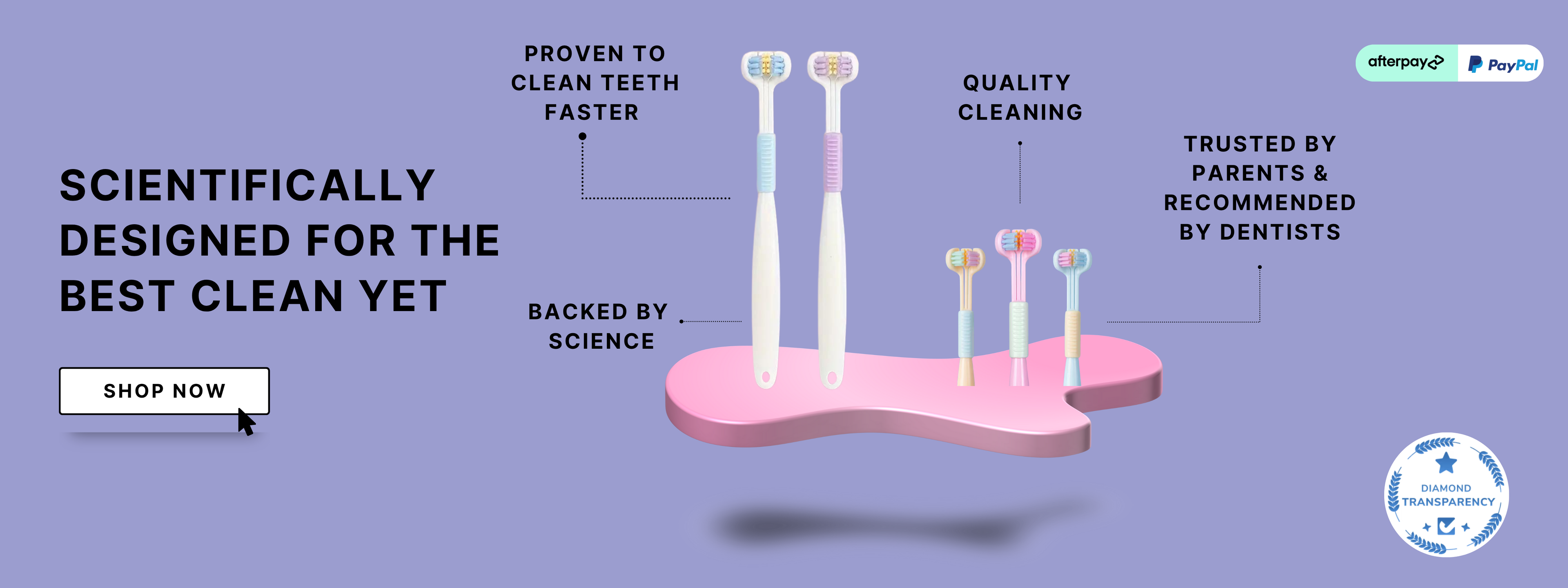 Trio Teeth NZ 3-sided toothbrushes for kids, teens, and adults