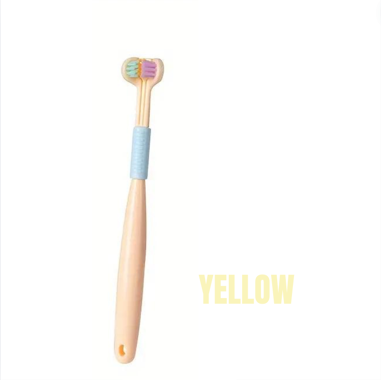 Yellow and blue kids toothbrush