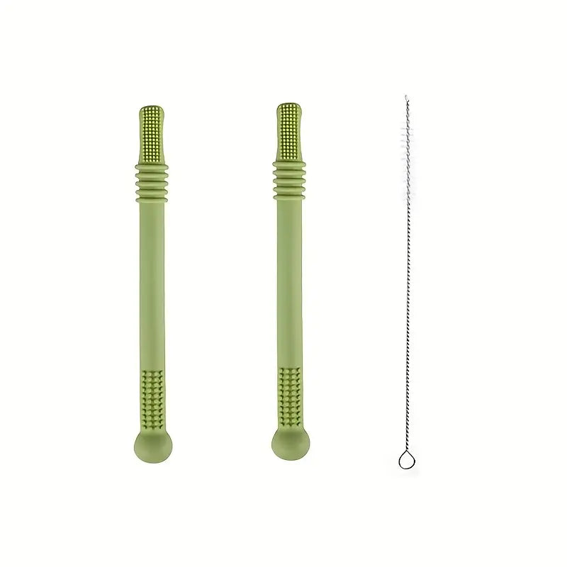 Green Teeny Teeth NZ teething tube in a 4-pack, soft silicone baby teethers for soothing gums and teething relief.