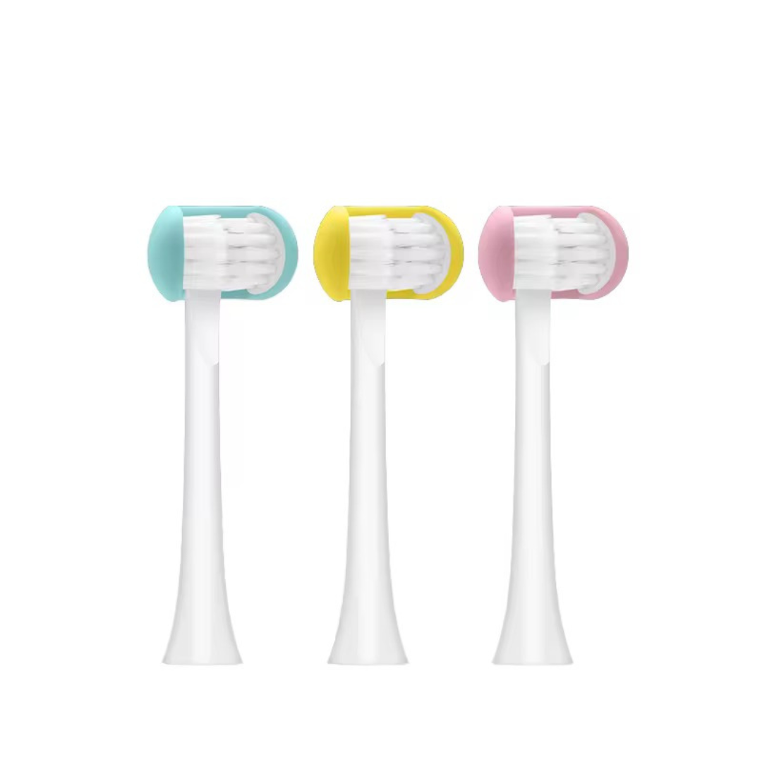 Set of five Kids Electric Toothbrush Replacement Heads by Trio Teeth NZ with colorful soft bristles for gentle cleaning