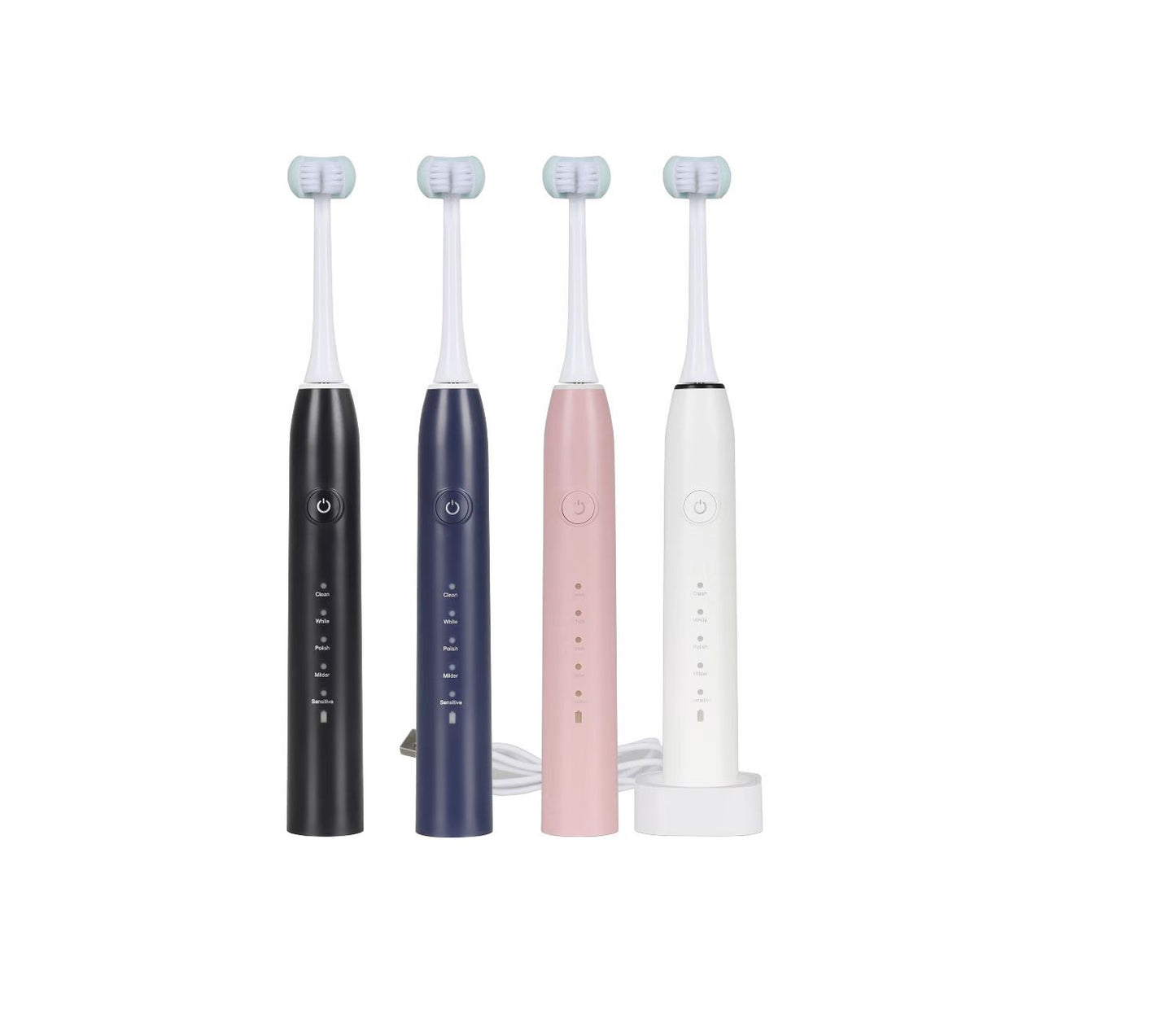 Adult electric toothbrush by Trio Teeth NZ with sleek design and rotating bristles for effective dental cleaning.