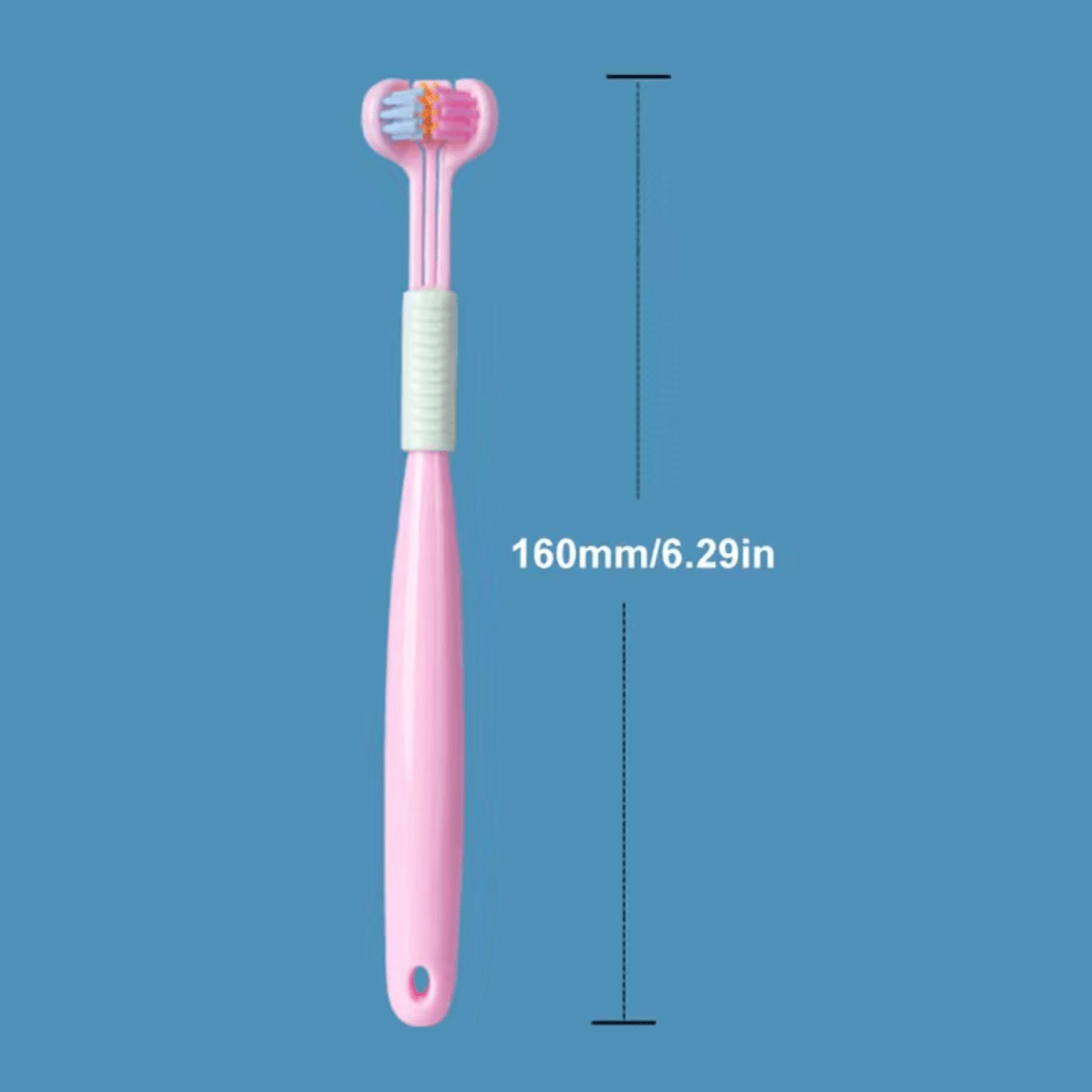Two kids' toothbrushes from Trio Teeth NZ with measurement markings, designed for gentle oral care for children.