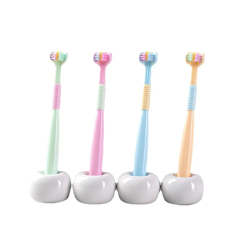 Two colorful kids' toothbrushes from Trio Teeth NZ, featuring fun designs for children’s oral hygiene.