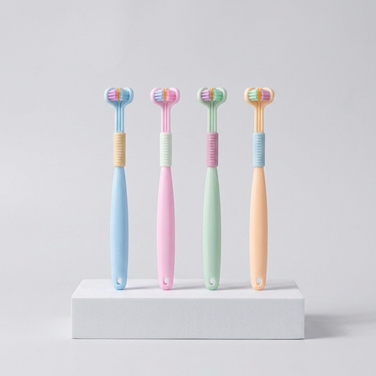 Kids toothbrush set by Trio Teeth NZ featuring two colorful, child-friendly toothbrushes with soft bristles for gentle cleaning.