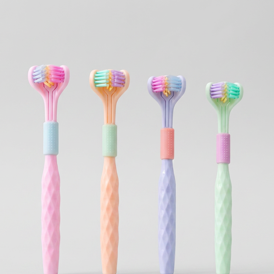 Two adult toothbrushes from Trio Teeth NZ in a 2-pack, featuring ergonomic handles and soft bristle heads for effective cleaning.