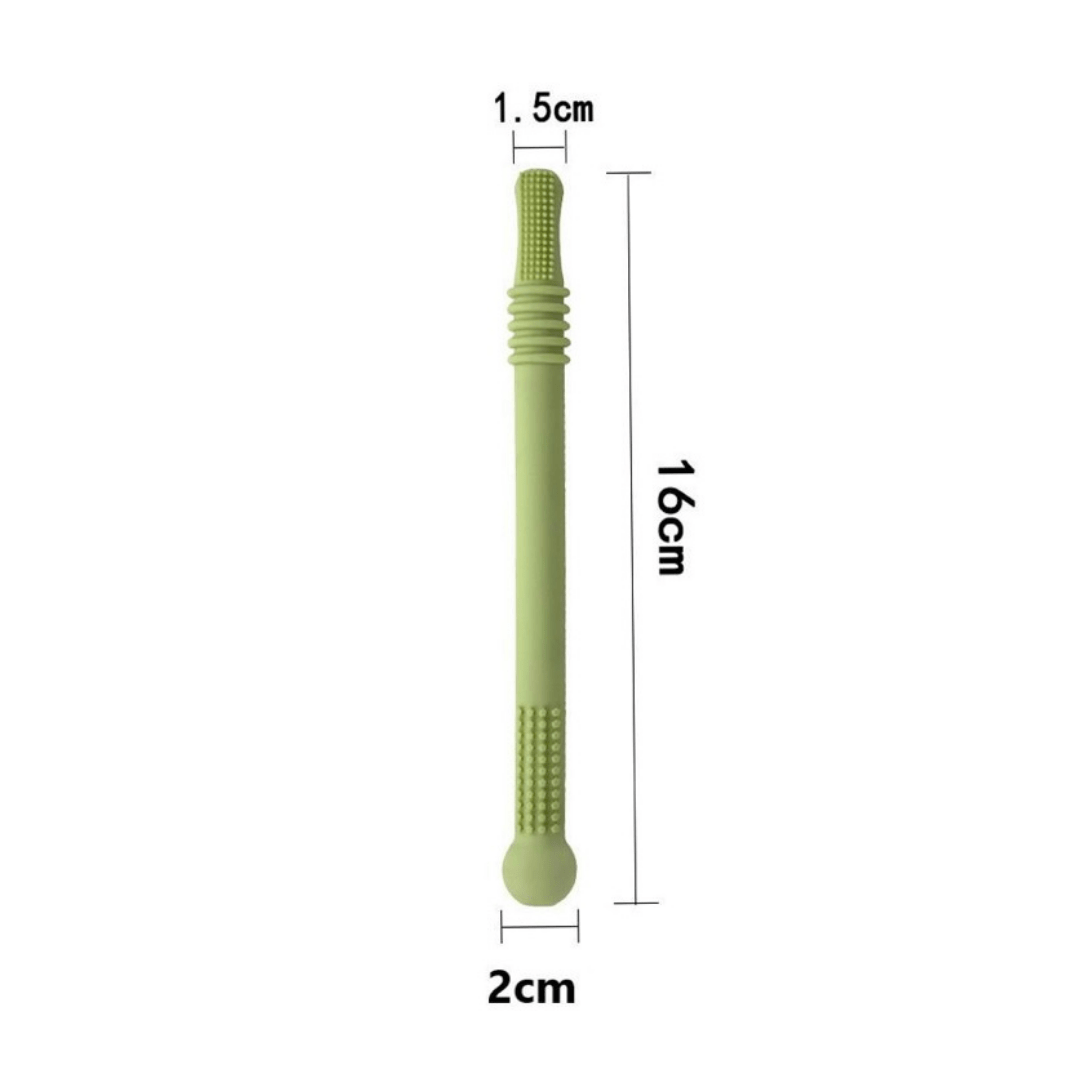 Set of four Teeny Teeth NZ teething tubes designed to soothe teething pain in infants with colorful, textured silicone surfaces.